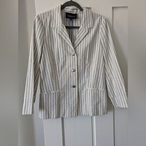 Lafayette 148 New York Striped Blazer in Blue and Cream